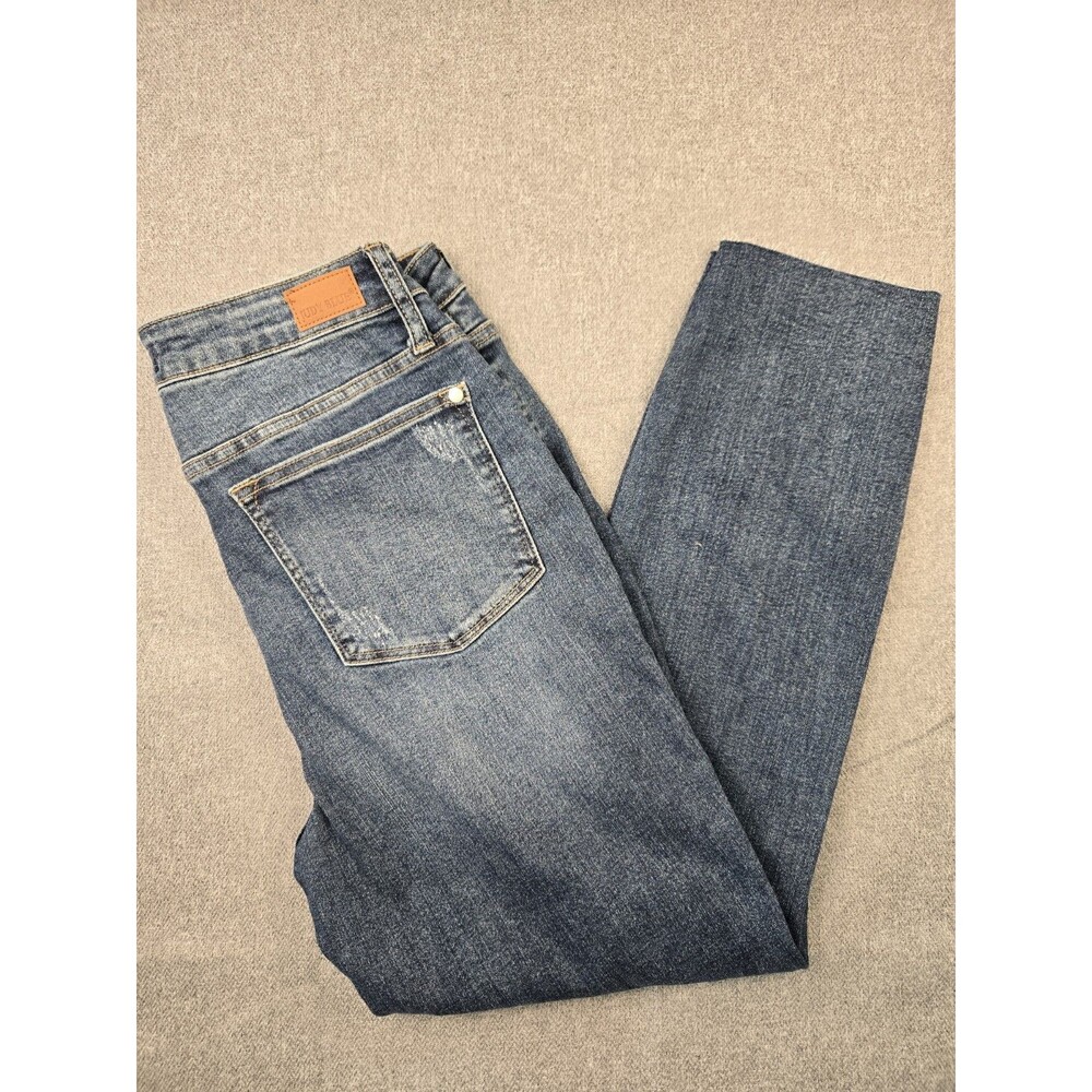 Judy Blue Relaxed Fit Jeans Womens 13/31 Dark Wash Distressed Denim JB88135 Boho